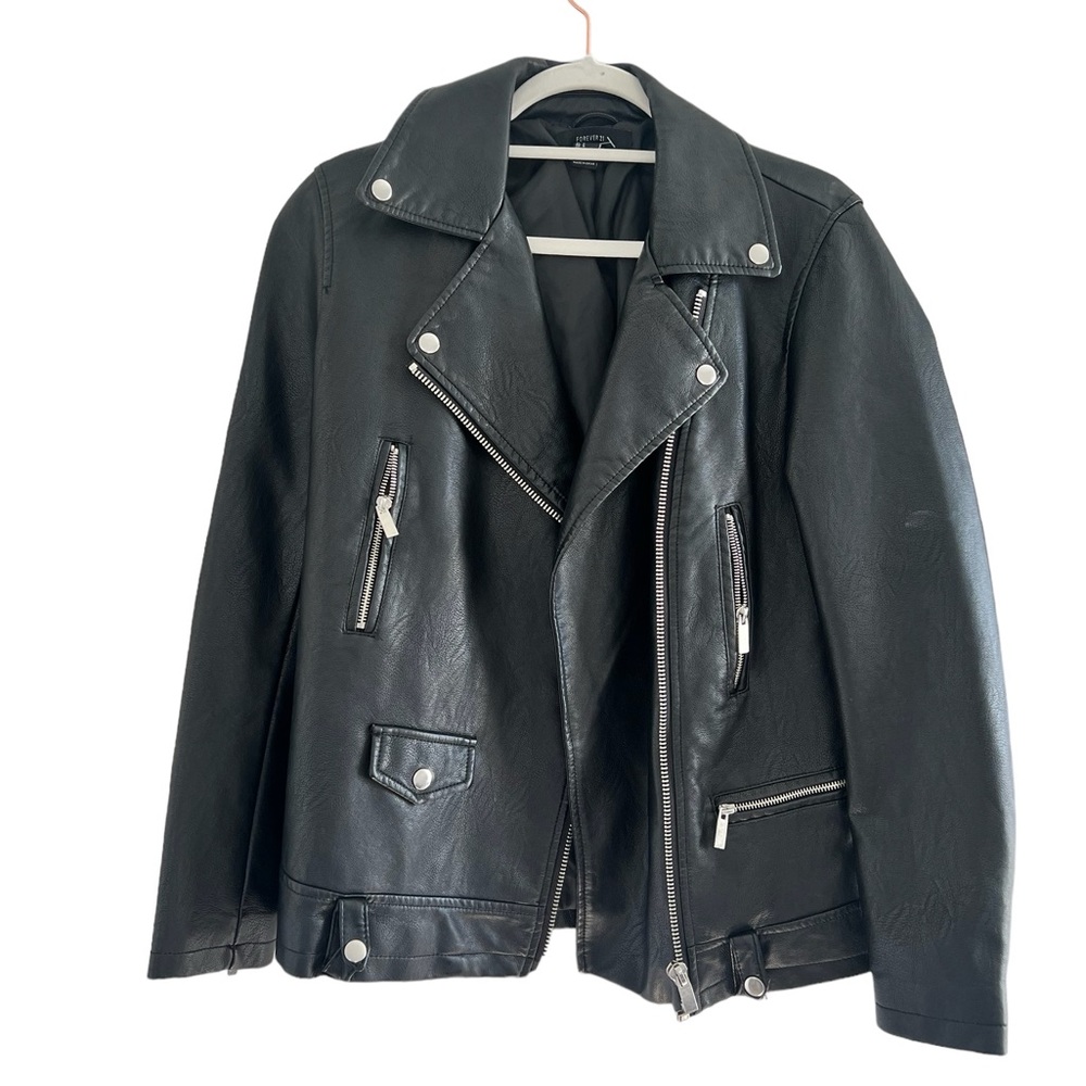 Perfect condition   Faux leather bomber jacket. Size small but runs big